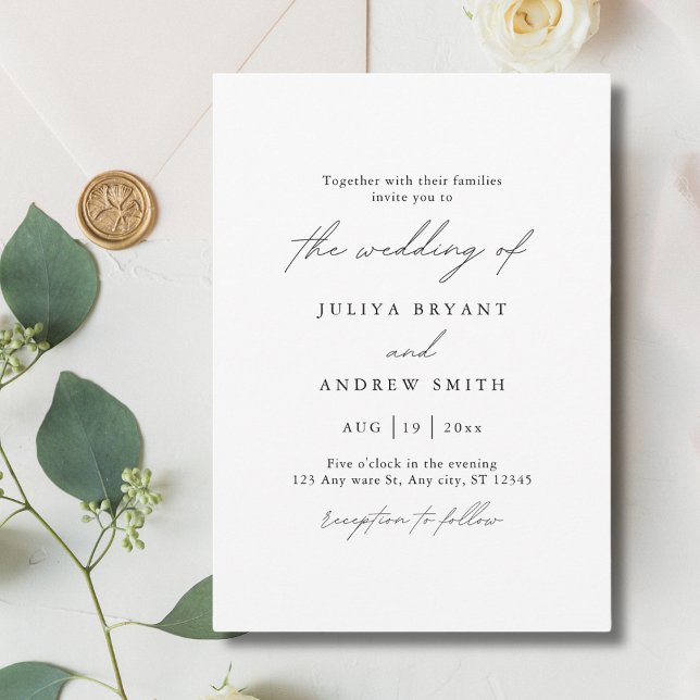 Minimalist Black and white script wedding Invitation (Creator Uploaded)
