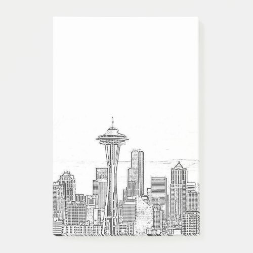 Minimalist Black and White Seattle Skyline Post_it Notes