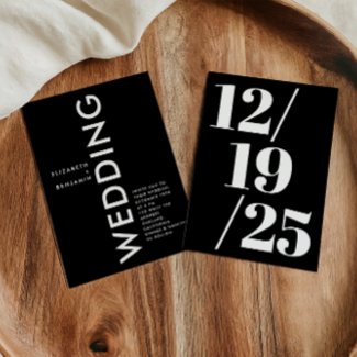 Minimalist Black and White Simple Bold Wedding