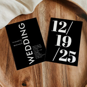 Minimalist Black and White Simple Bold Wedding Invitation