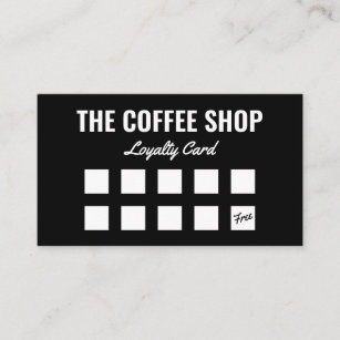 Minimalist black and white simple cool coffee shop loyalty card
