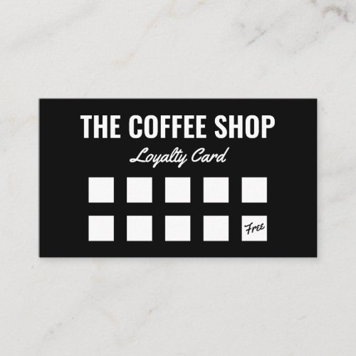 Minimalist black and white simple cool coffee shop loyalty card