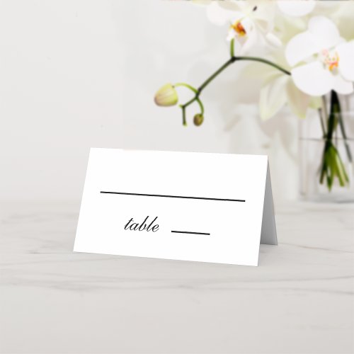 Minimalist Black and White Simple Script Wedding Place Card