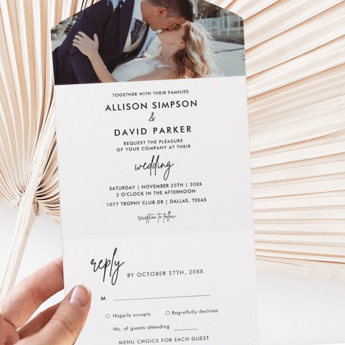  Minimalist Black and White Simple Wedding Photo All In One Invitation