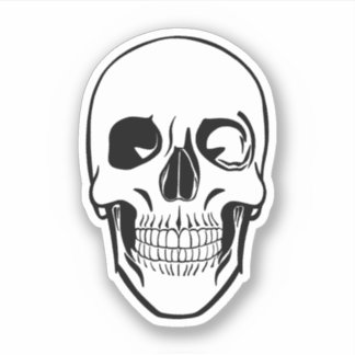 Minimalist Black and White Skull Sticker
