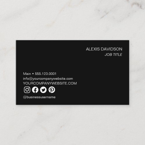 Minimalist black and white social handles no logo  business card