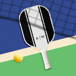 Minimalist Black and White Stripe Modern Monogram Pickleball Paddle<br><div class="desc">Create your own custom pickleball paddle featuring minimalist stripe design and modern personalized monogram initials.</div>