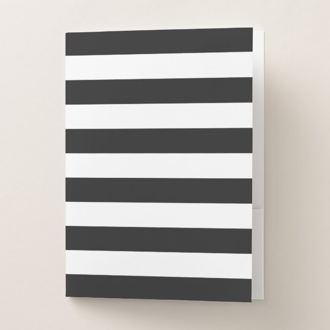 Minimalist Black and White Striped Pocket Folder (Front)
