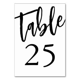 Minimalist Black and White Table 25 Table Number 