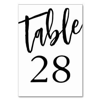 Minimalist Black and White Table 28 Table Number 