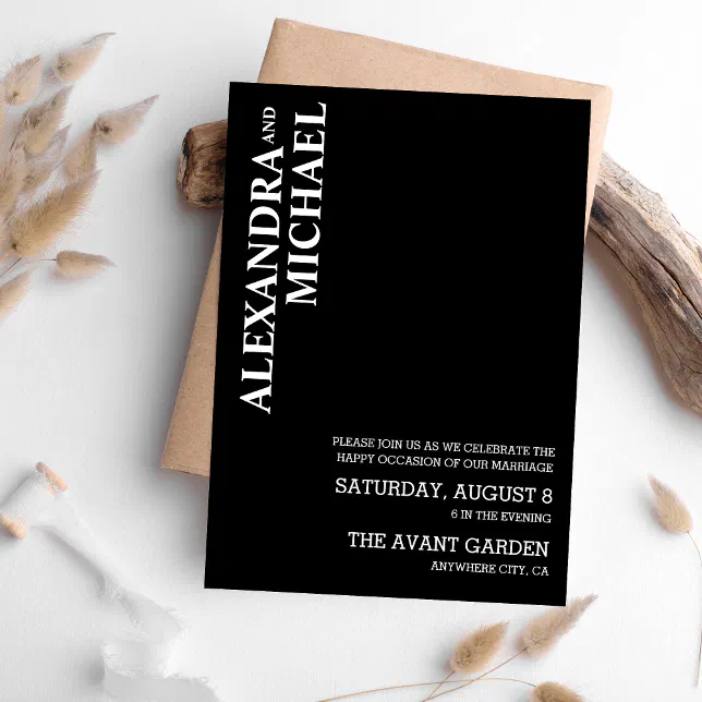 Wedding Invitations Textformat Minimalist Black and White Text Based Wedding Invi Invitation | Zazzle