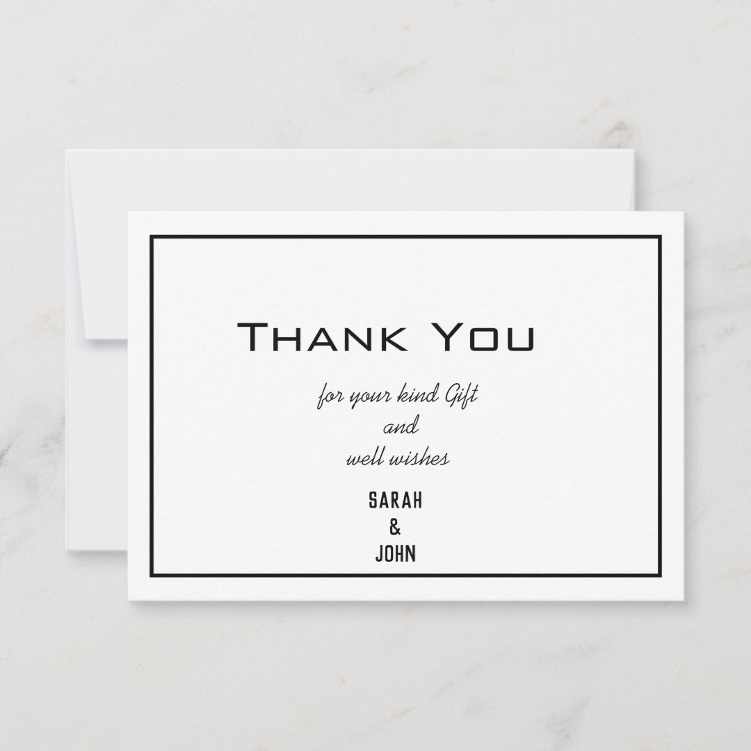 Minimalist Black and White Thank You Card Zazzle
