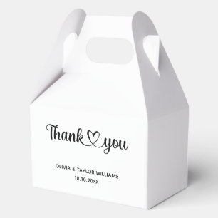 Minimalist Black And White Thank You Heart Favor Boxes