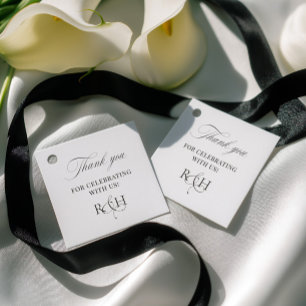 Minimalist Black and White Thank You Wedding Favor Tags