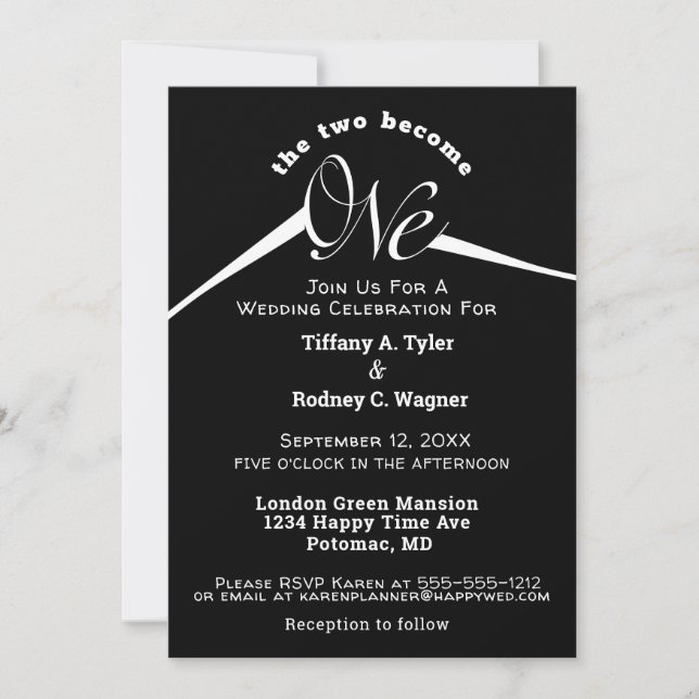 Minimalist Black and White The One Wedding Invitation (Front)
