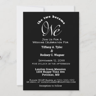 Minimalist Black and White The One Wedding Invitation
