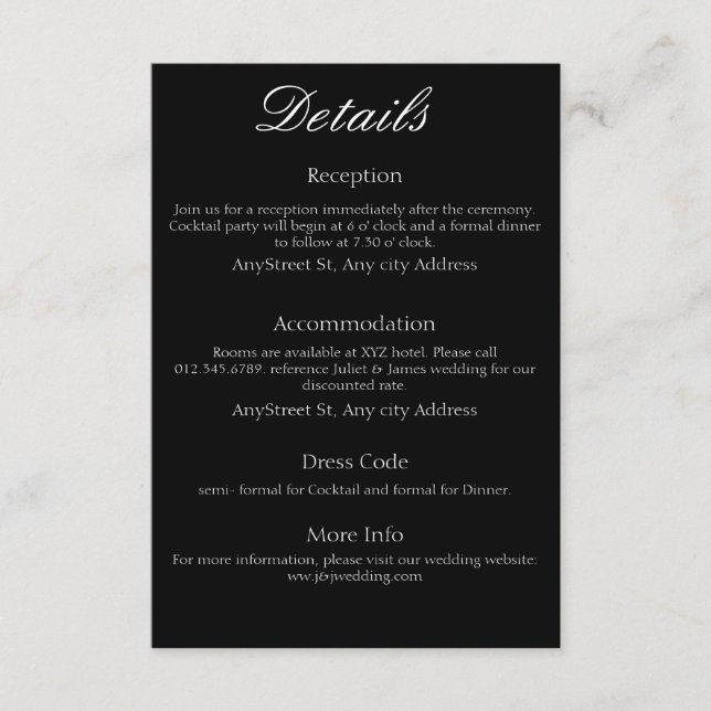 Minimalist Black and White timeless Enclosure Card (Front)