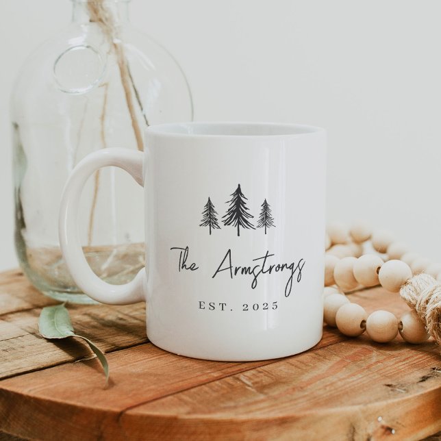 Minimalist Black and White Trees Personalized Coffee Mug (Creator Uploaded)