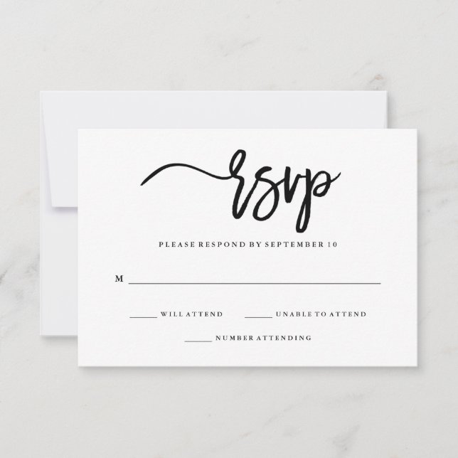 Minimalist Black and White Typography RSVP (Front)