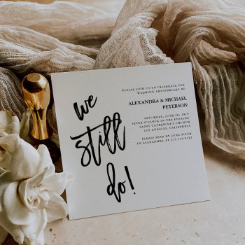 Minimalist Black And White Typography Vow Renewal Invitation by Customize_My_Wedding at Zazzle
