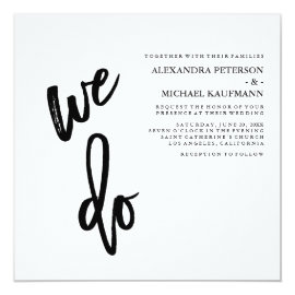 Minimalist Black and White Typography Wedding Card