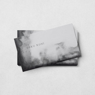 Minimalist black and white watercolor business card