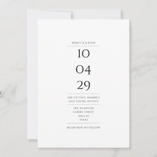 Minimalist Black And White Wedding Date QR Code Invitation