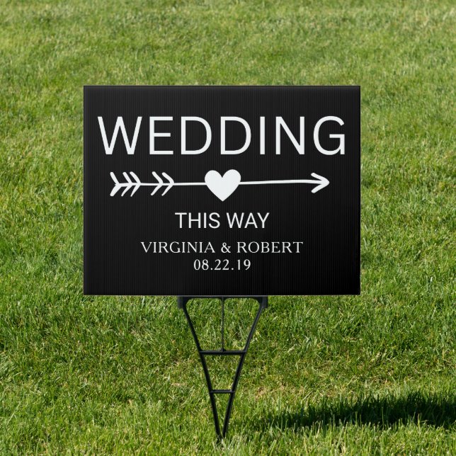 Minimalist Black and White Wedding Direction Sign (Insitu)