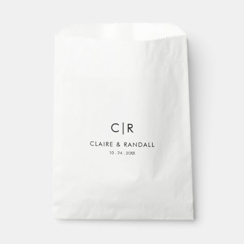 Minimalist Black and White Wedding Favor Bag
