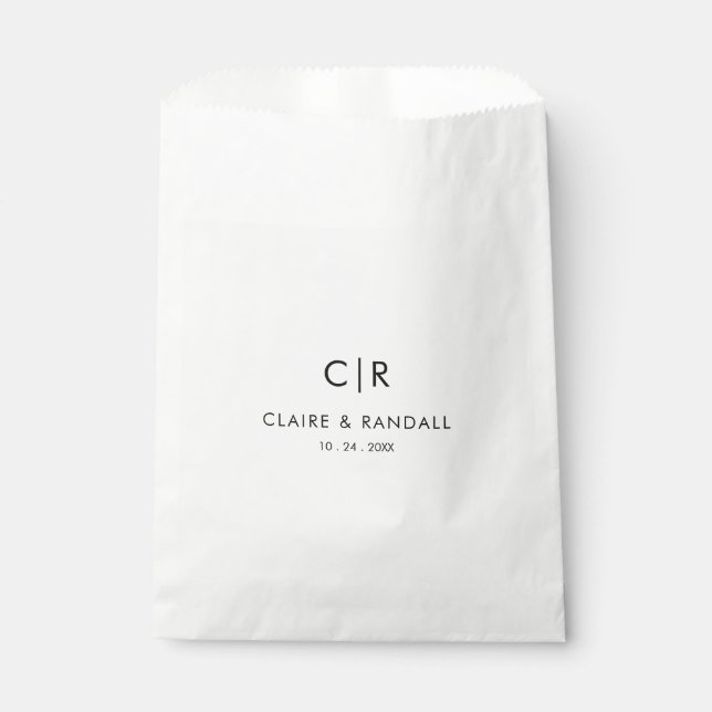 Minimalist Black and White Wedding Favor Bag (Front)