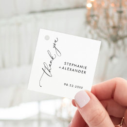 Minimalist Black and White Wedding Favor Tag