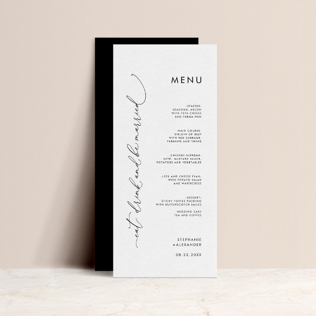 Minimalist Black and White Wedding Flat Menu  (Creator Uploaded)