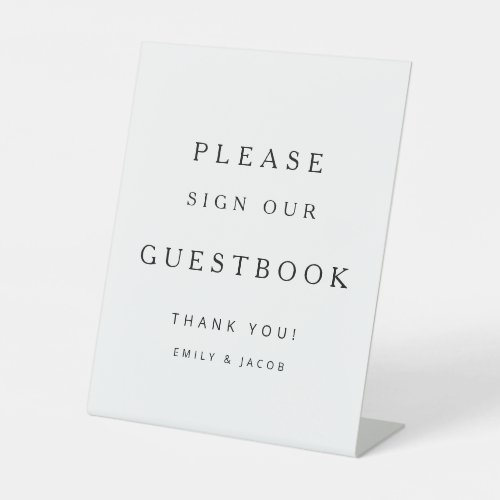 Minimalist Black And White Wedding Guestbook Pedestal Sign