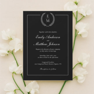 Minimalist Black And White Wedding Invitation