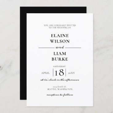 Minimalist Black and White Wedding Invitation