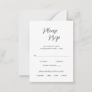 Minimalist Black and White Wedding Mini RSVP Card