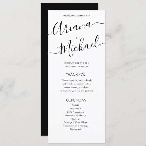 Minimalist Black and White Wedding Names Script Program