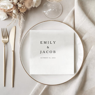 Minimalist Black And White Wedding Napkins
