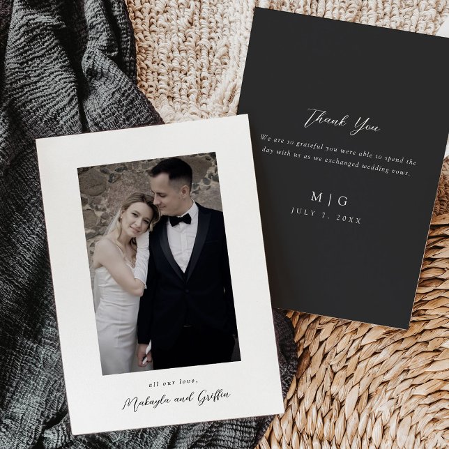 Minimalist Black and White Wedding Photo Thank You Card (Creator Uploaded)