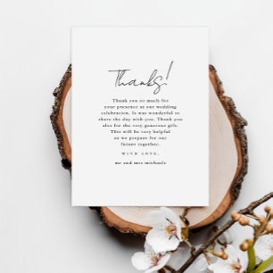 Minimalist Black and White Wedding Photo Thank You Postcard