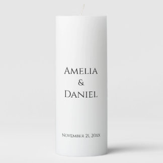Minimalist Black and White Wedding Pillar Candle