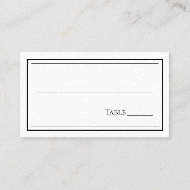 Minimalist Black and White Wedding  Place Card (Front)