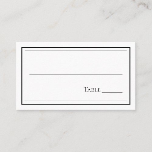 Minimalist Black and White Wedding  Place Card