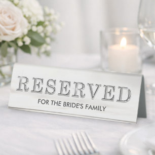 Minimalist Black and White Wedding Reserved Seat Table Tent