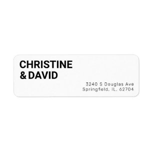 Minimalist Black and White Wedding Return Address Label