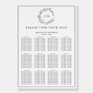 Minimalist Black and White Wedding Seating Chart Foam Board