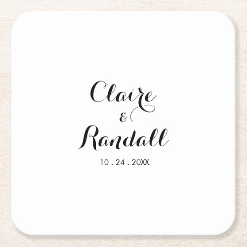 Minimalist Black and White Wedding Square Paper Co Square Paper Coaster