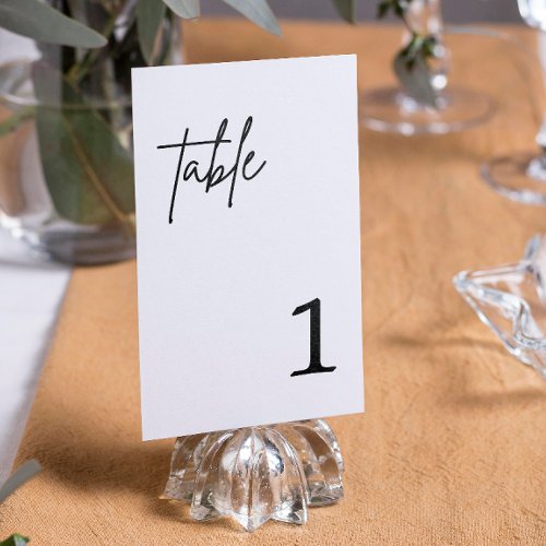 Minimalist Black and white Wedding table number