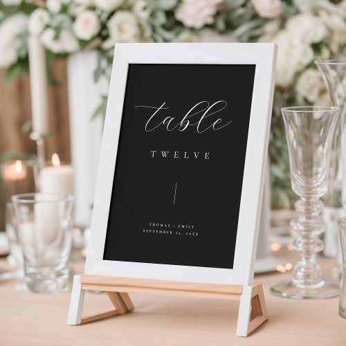 Minimalist Black and White Wedding Table Number