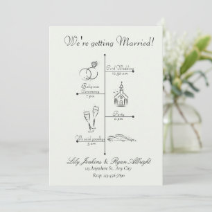 Minimalist Black and White Wedding Timeline  Program